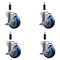 Service Caster 4'' SS Blue Poly Swivel 7/8'' Expanding Stem Caster Set with Brake, 4PK SCC-SSEX20S414-PPUB-BLUE-TLB-78-4 - alternate 1